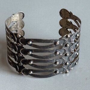 Vintage Sterling Mexican Cuff Wide